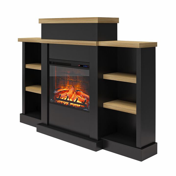 Gateswood Electric Fireplace with Mantel and Bookcase