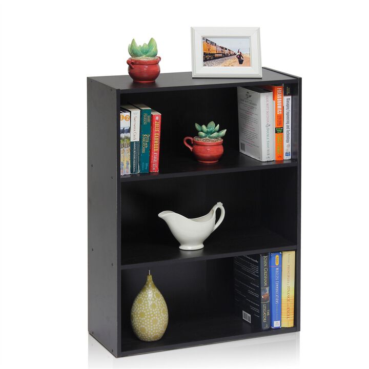 Furinno Pasir 3-Tier Open Shelf Bookcase, Espresso