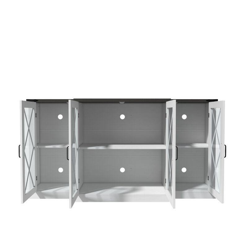 Farmhouse TV Stand with Storage, 63" Wooden Entertainment Center, Media Console with Adjustable Shelves image number 2