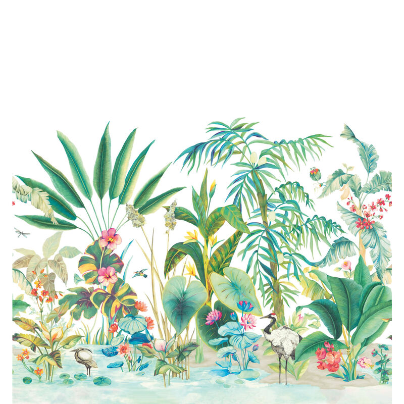 Tropical Panoramic White Wall Mural (Set of 2) image number 0
