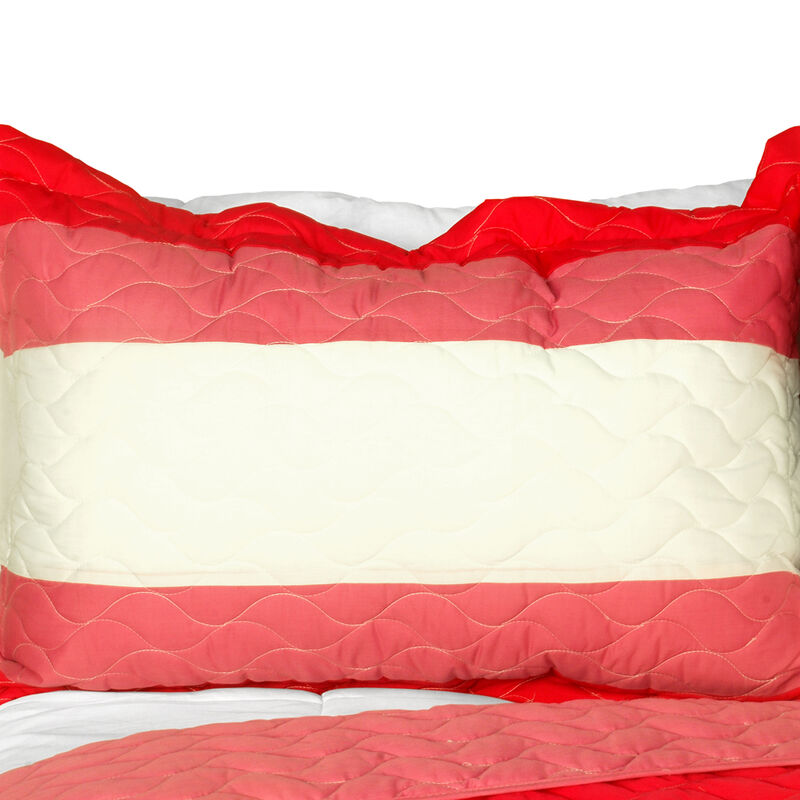 3 Piece Vermicelli Quilted Patchwork Quilt Set Anna Love Collection image number 3