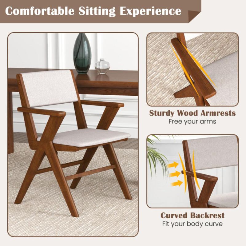 Hivvago Wooden Dining Chair with Rubber Wood Frame Set of 2