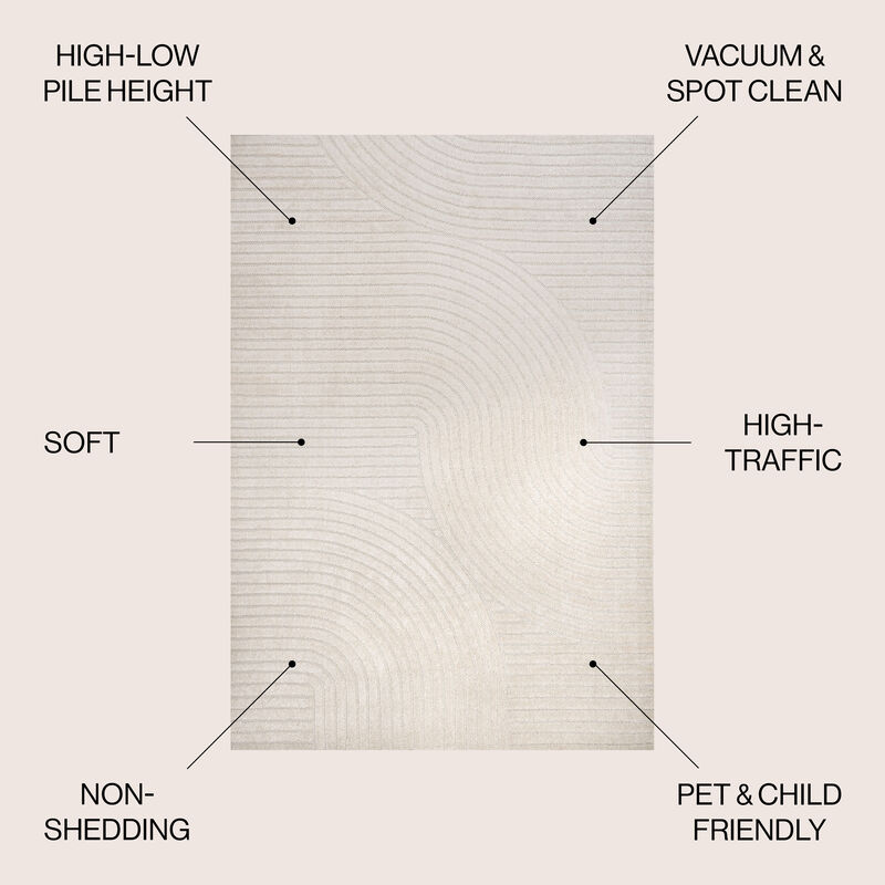 Hallie High-Low Minimalist Curve Geometric Indoor/Outdoor Area Rug