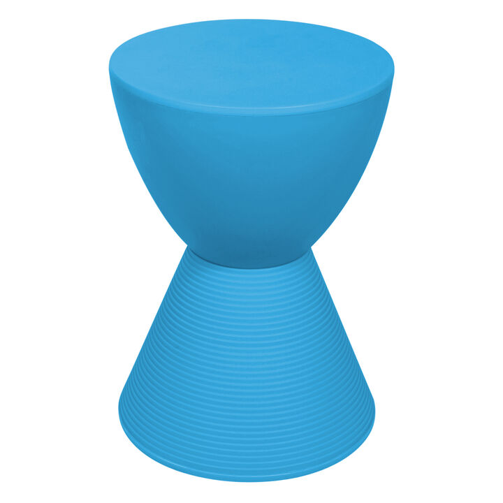 LeisureMod Modern ABS Shell Ribbed Hourglass Accent Drum Side Table with Removable Lid for Storage Indoor and Outdoor Use