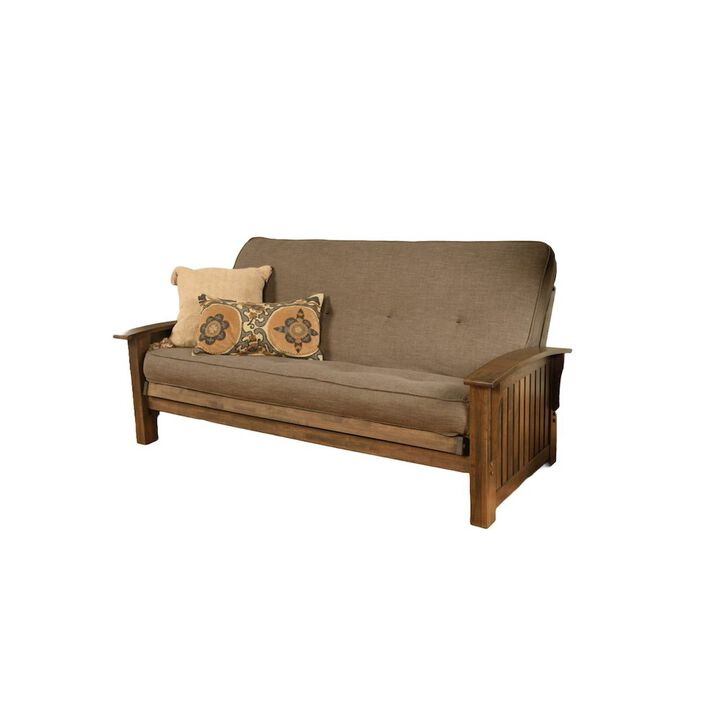 Washington Frame-Rustic Walnut Finish-Linen Stone Mattress