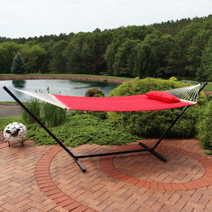 Sunnydaze 2-Person Quilted Hammock with 12' Steel Stand