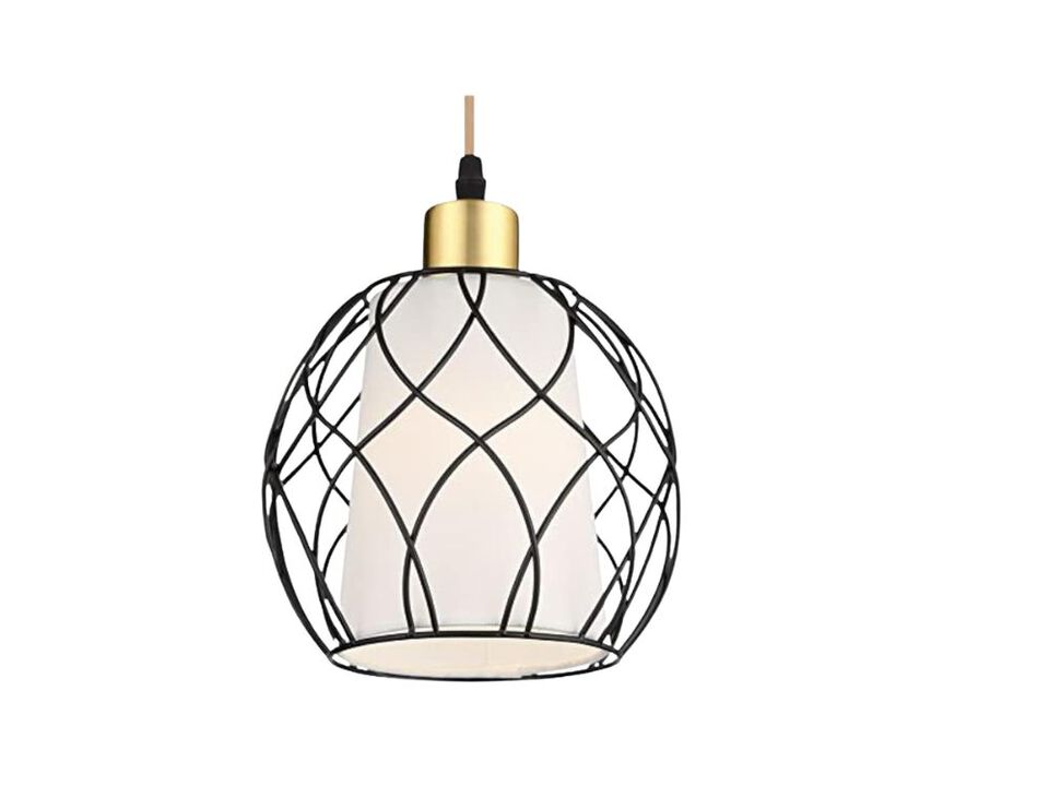 Plug In Pendant Light Black Farmhouse Hanging Lights Linen Shade 15 Ft Golden