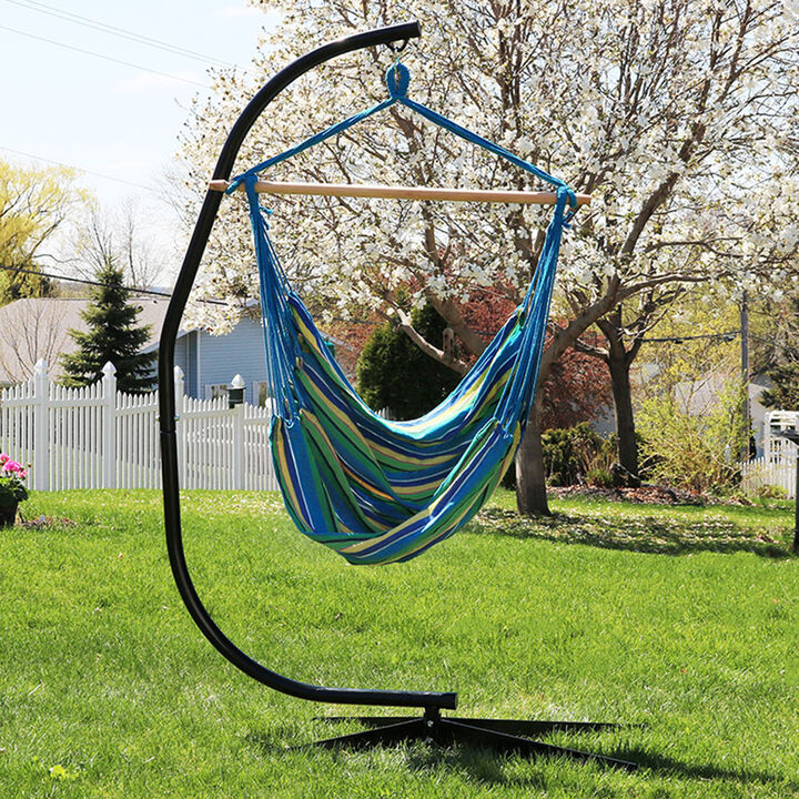 Sunnydaze Extra Large Cotton Hammock Chair and Steel C-Stand