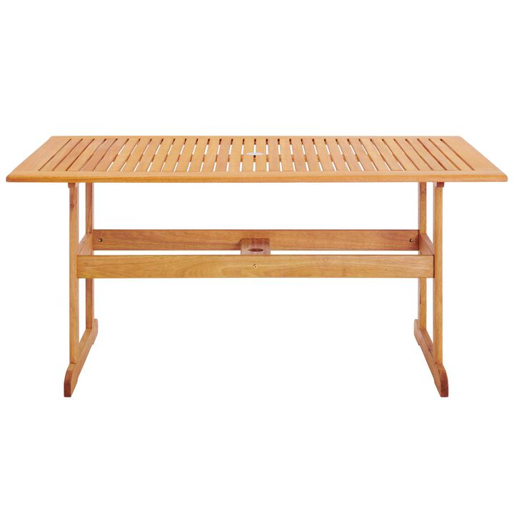 Modway - Hatteras 59" Rectangle Outdoor Patio Eucalyptus Wood Dining Table Natural