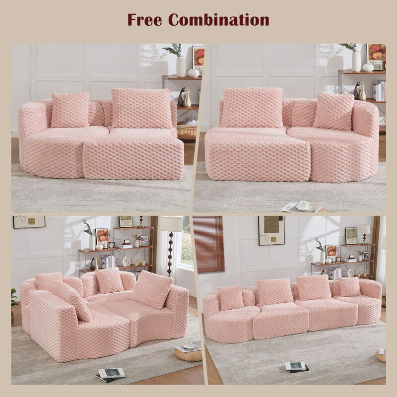 Merax Modular Sofa with Deep Seating & Bubble Velvet Upholstery &ndash; Freely Configurable Sections image number 4