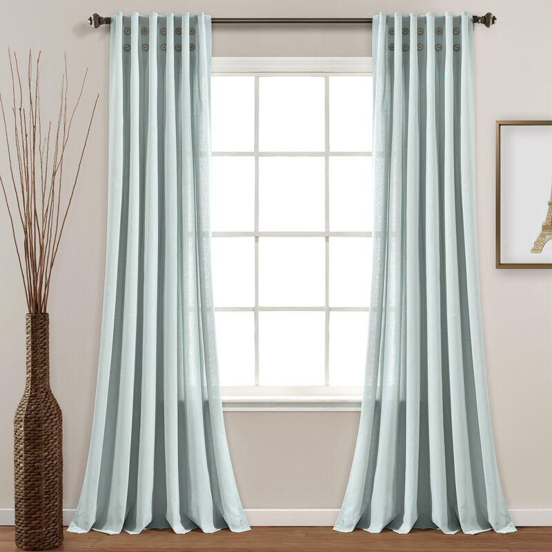 Linen Button Pinched Pleat Window Curtain Panel image number 1