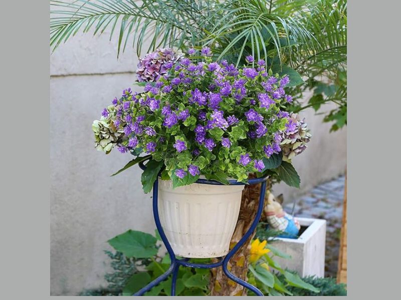 6 Bundle Purple Artificial Greenery Stems UV Resistant Outdoor Vase Filler image number 2
