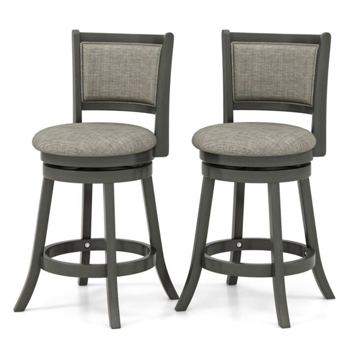 Hivvago Swivel Bar Stools Set of 2 with Soft-padded Back and Seat