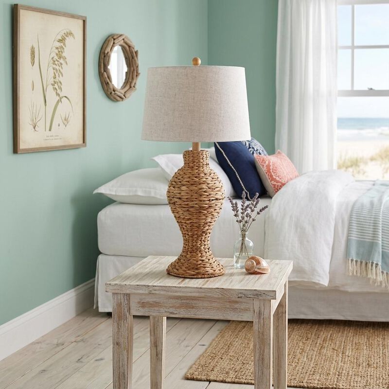 HomeRoots 31" Natural Water Hyacinth Urn Table Lamp With Drum Shade image number 1
