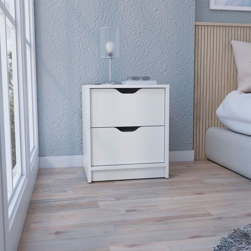Basilea 2 Drawers Nightstand, Pull Out System -White image number 2