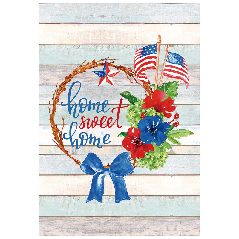 Home Sweet Home Wreath Patriotic Outdoor Garden Flag 18" x 12.5" image number 2