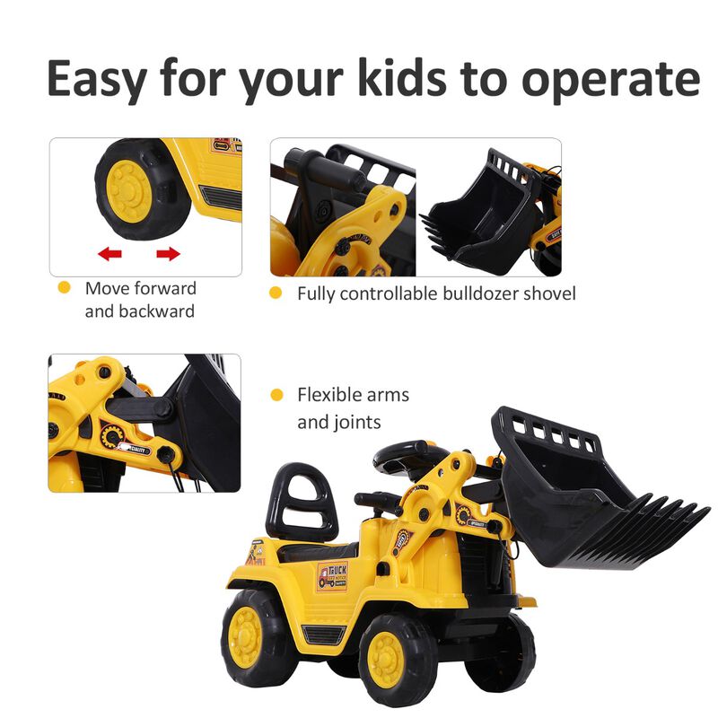 BreeBe 3 in 1 Ride On Toy Bulldozer Digger Tractor Pulling Cart Pretend Play Construction Truck image number 5