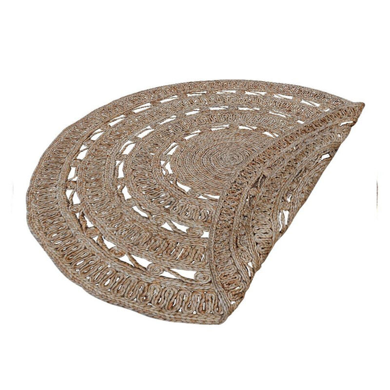 HAND WOVEN JUTE ECO-FRIENDLY Oriental AREA RUGS - 4'x4', Round Shape, Beige Color, Oriental Pattern, High Pile, Natural Fiber, Outdoor Indoor Handmade Area Rugs for Living Room, Bed Room (J00073)