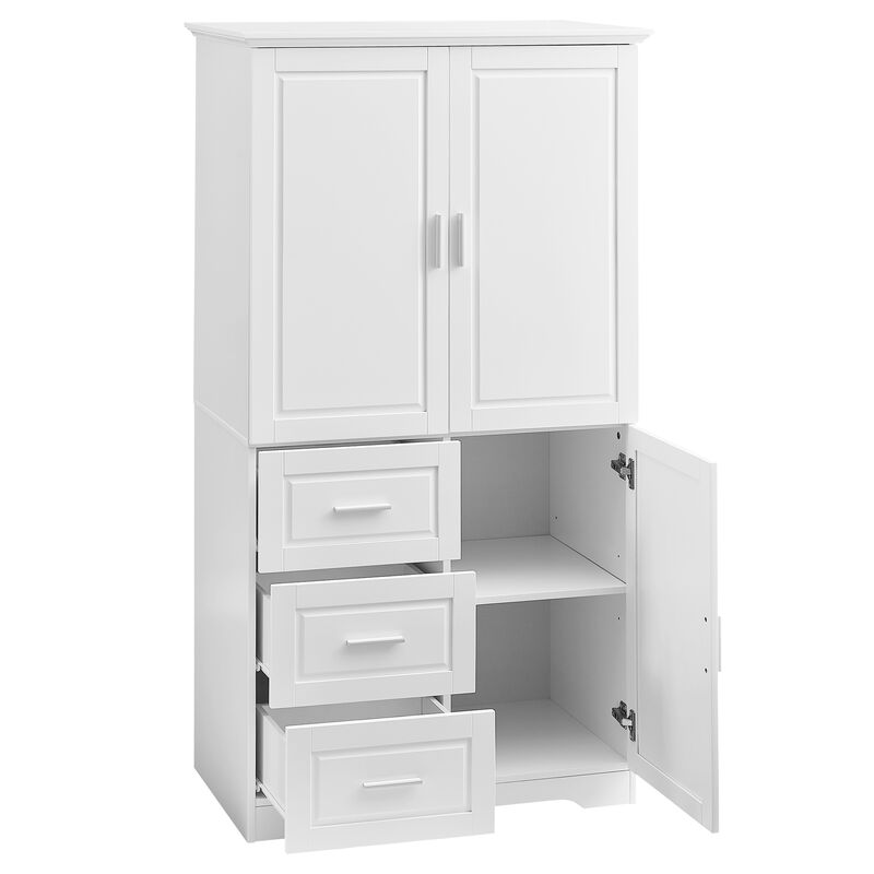 Whisen Tall and Wide Storage Cabinet with Doors, Three Drawers and Adjustable Shelf