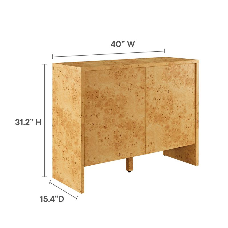 Modway Hudson Burl Wood Sideboard with 2 Doors in Natural - Modern Buffet Cabinet - 40 Inch Storage Accent Cabinet with Soft-Close Doors - Console Table for Dining Room Hallway Entryway Kitchen image number 2