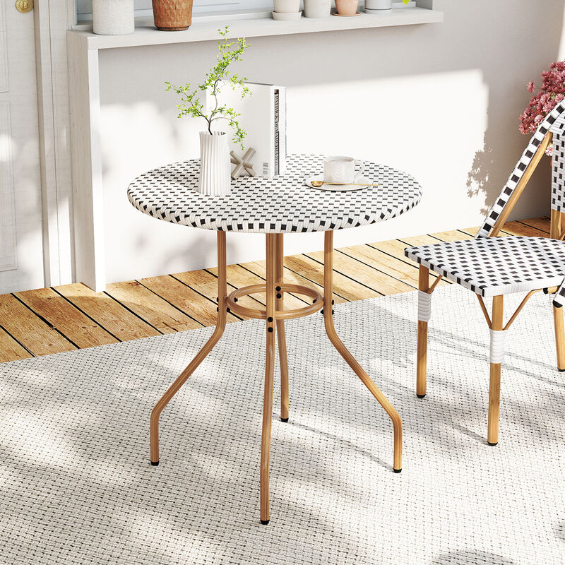 Heavy Duty Outdoor Bistro Table with Metal Frame and Leveling Foot Pads-White image number 4
