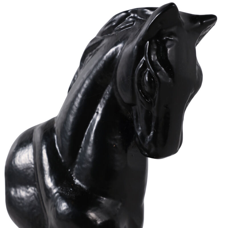 12x4" Galloping Horse On Wood Stand, Black/ Brown image number 4