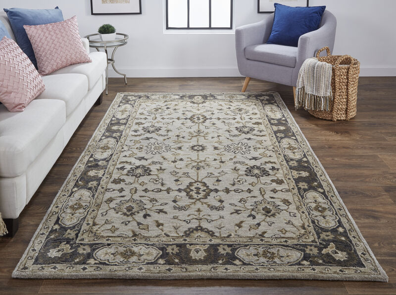 Eaton 8399F Gray/Ivory/Taupe 5' x 8' Rug image number 2