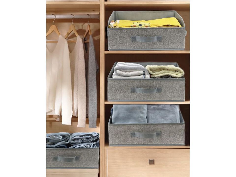 6 Pack Closet Storage Bins Gray Shelf Organizer Baskets for Clothes Toys