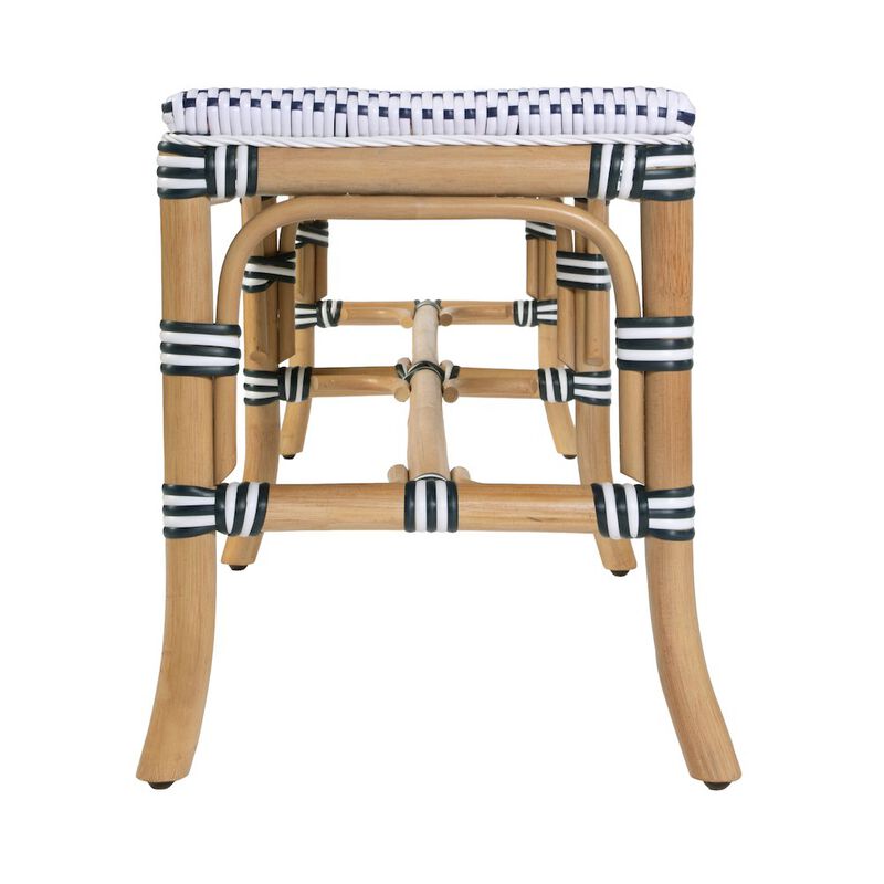 Butler Specialty Laguna 66.5 in. W Rectangular Rattan Backless Accent Bench, White and Navy image number 5