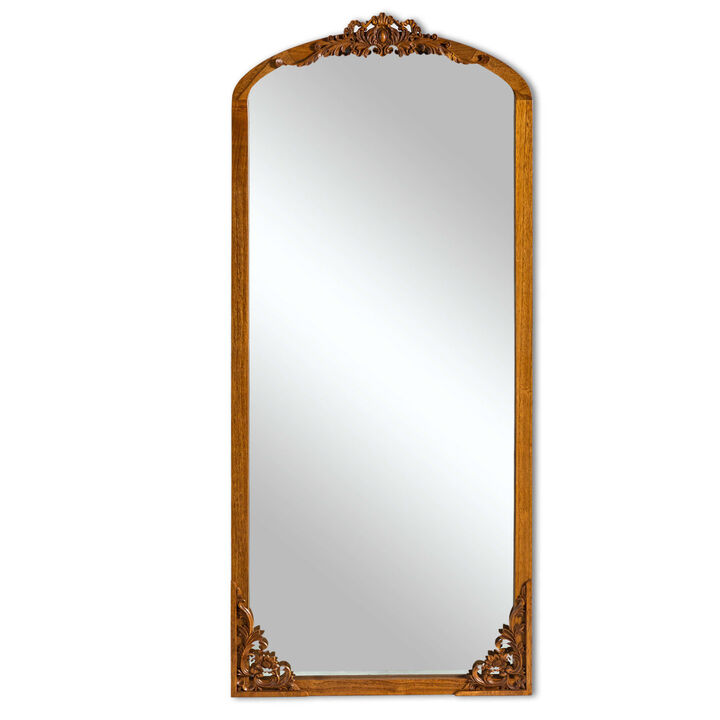 HomeRoots 69" Brown Solid Wood Framed Full Length Mirror