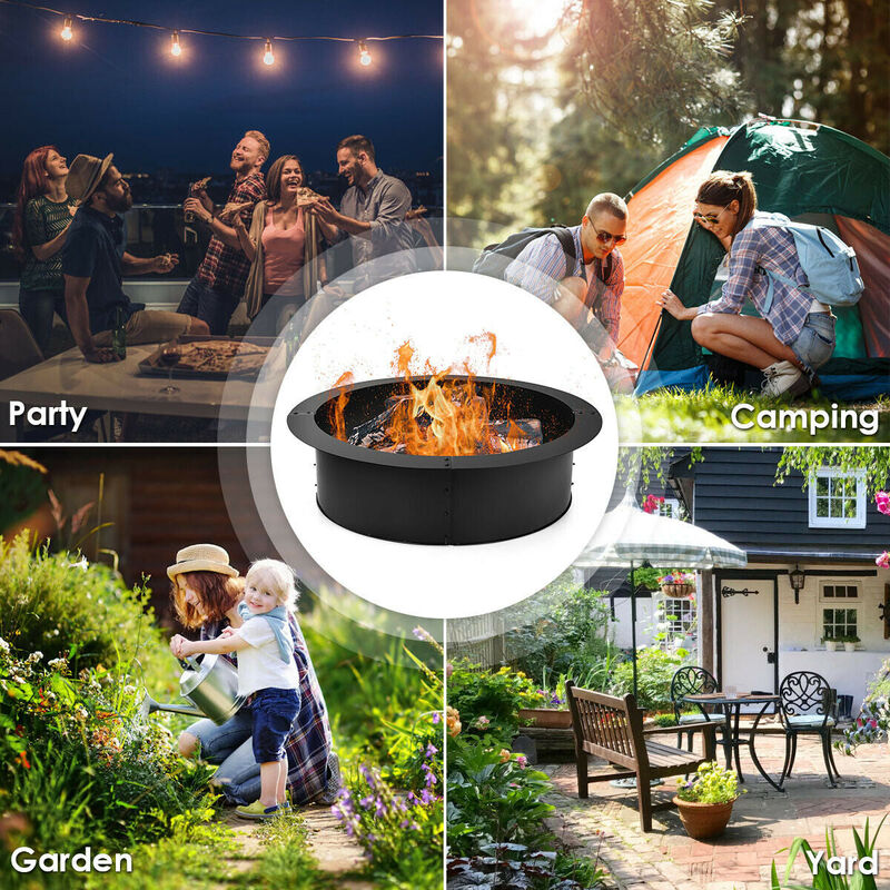 Mondawe 36" Steel Fire Pit Ring - Heavy Duty DIY Firepit