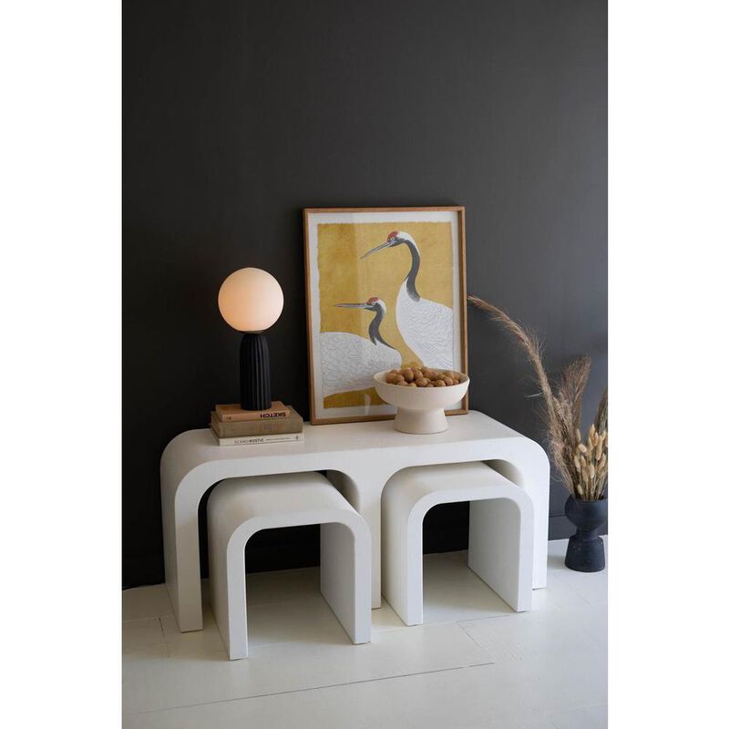 Kalalou Inc White Wood Rectangle Coffee Table with Nesting Accent Tables image number 5