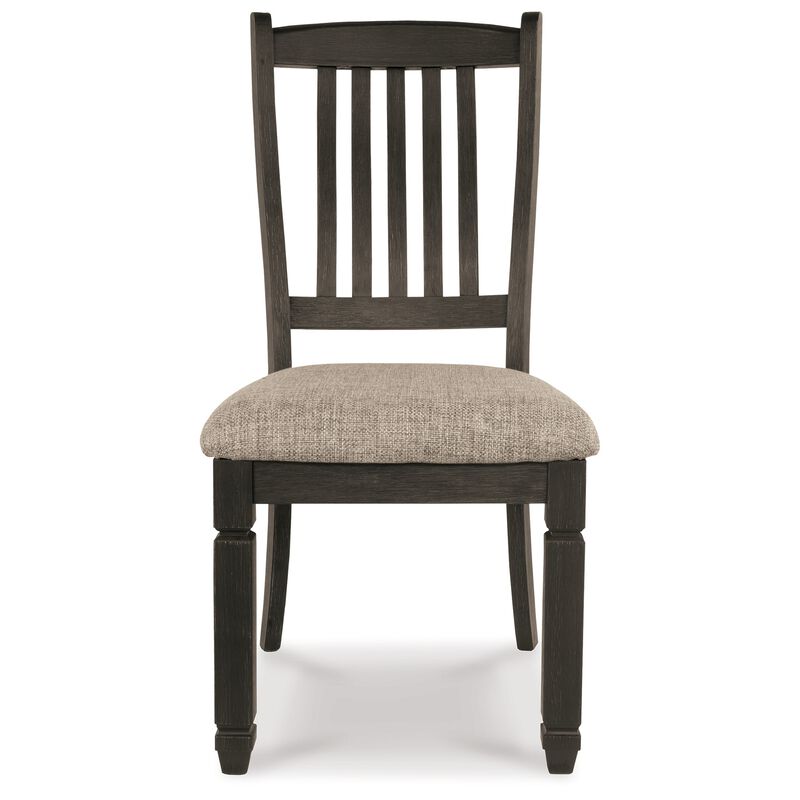 Trekk Dining Side Chair Set of 2, Slat Back Tapered Legs, Black Wood - Benzara