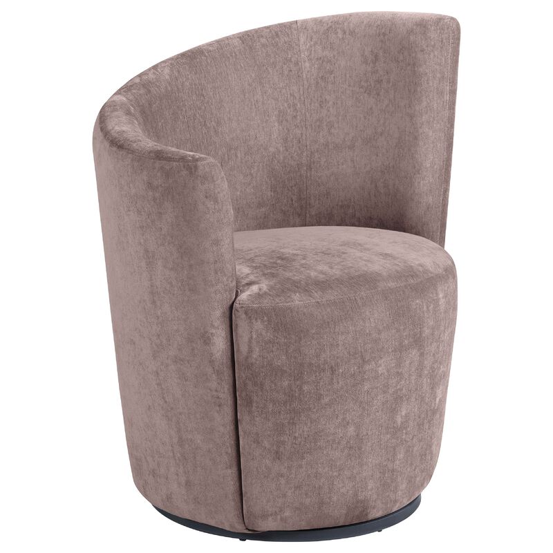 Gecy Swivel Accent Chair, Mauve Pink Velvet Upholstery, Curved Back image number 2