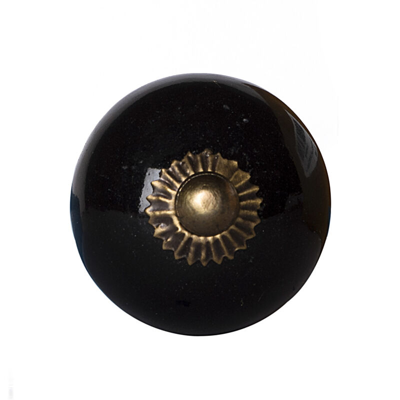HomeRoots Set of Eight Brown And Black Ceramic And Metal Drawer Pull Knobs image number 0