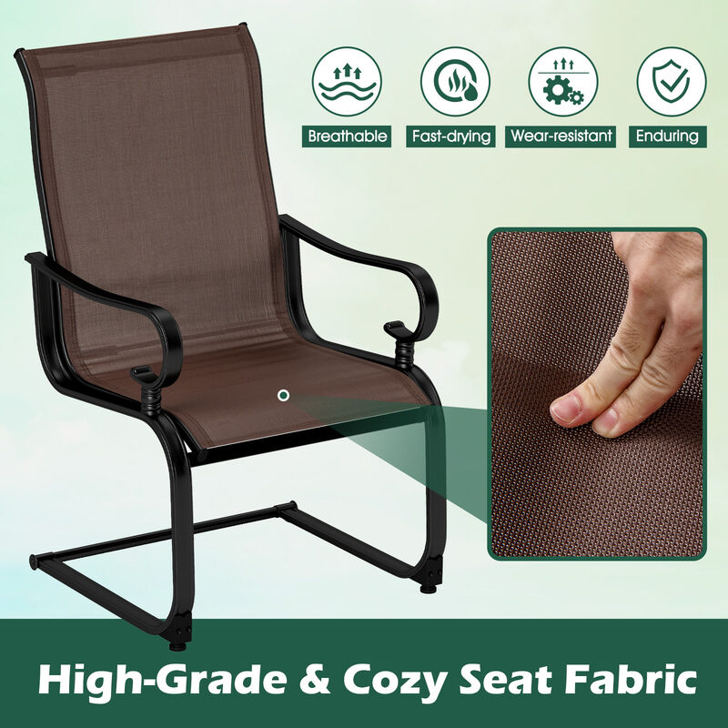 Set of 2 Patio Chairs with Quick-drying and Breathable Fabric for Backyard