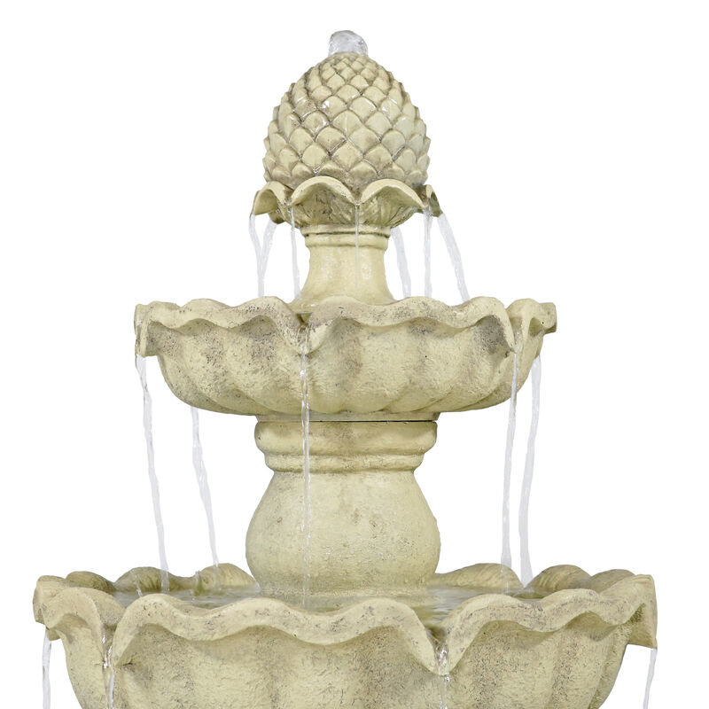 Sunnydaze Pineapple Fiberglass Outdoor 3-Tier Water Fountain