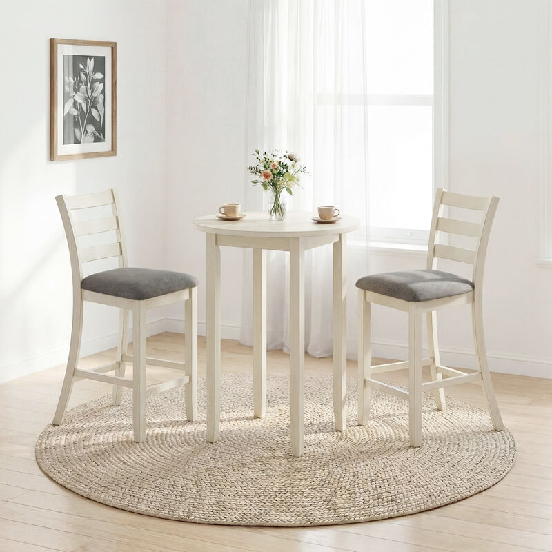 Set of 4 Counter Height Dining Chairs with Fabric Seats and Wood Legs image number 6