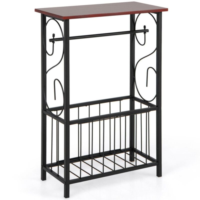 Hivvago Narrow Side Table with Removable Paper Holder for Living Room