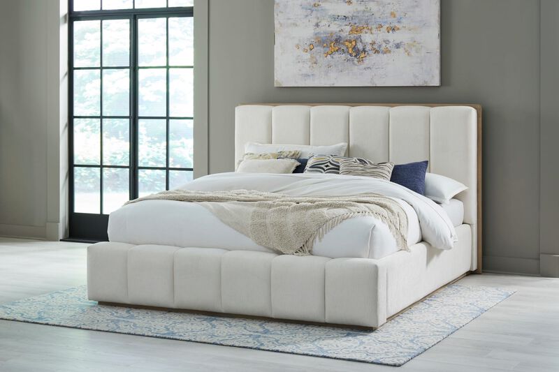 Gardenia Wood Frame Upholstered California King-Size Platform Bed in Cotton and Chai image number 2