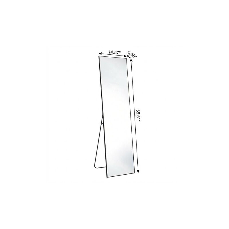 HomeRoots 56" Black Aluminum Freestanding And Wall Mounted Framed Full Length Mirror image number 4