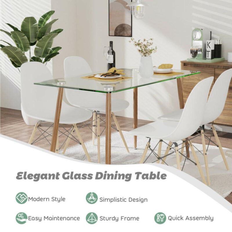 Hivvago Glass Rectangular Dining Table with Metal Legs image number 5