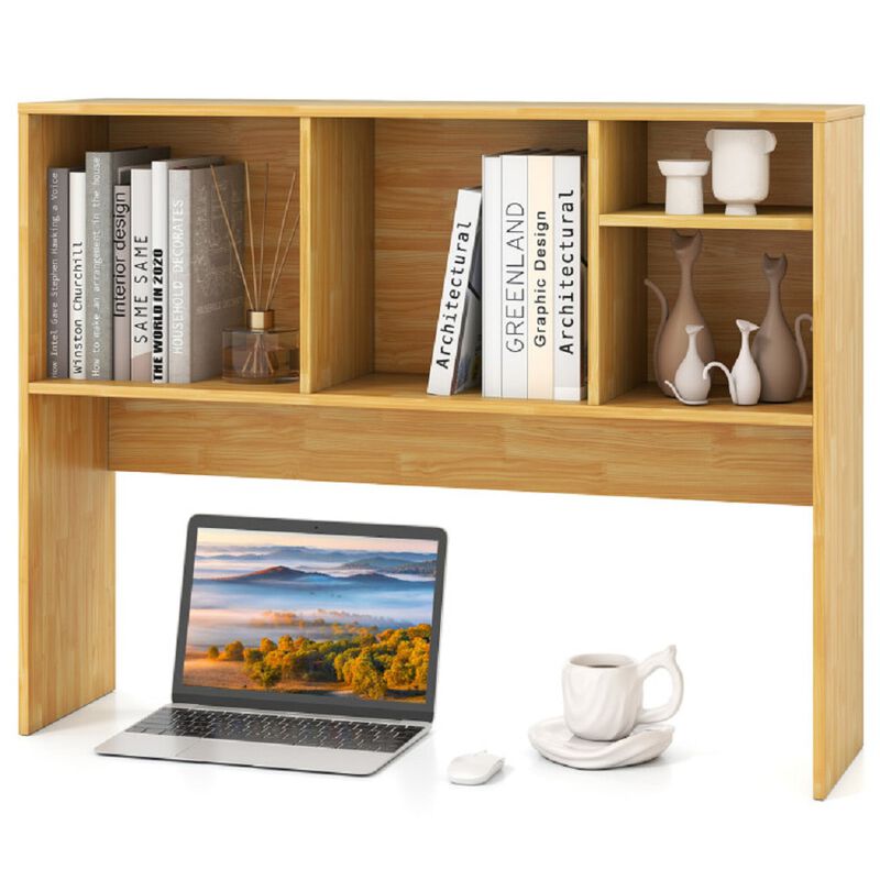 Computer Desktop Bookcase with 4 Cubbies and Open Back Compartment