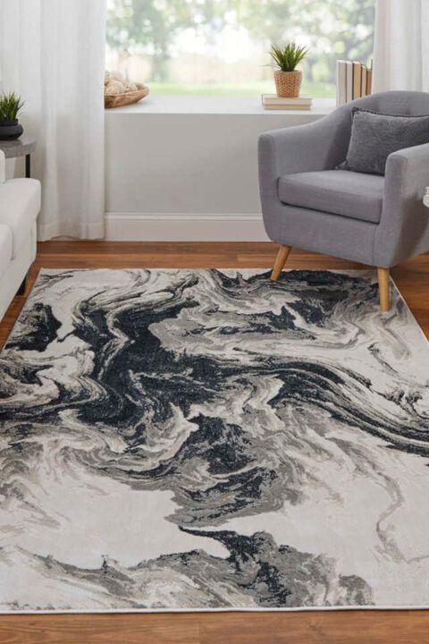 Micah 39LPF Black/Ivory 9'2" x 12' Rug