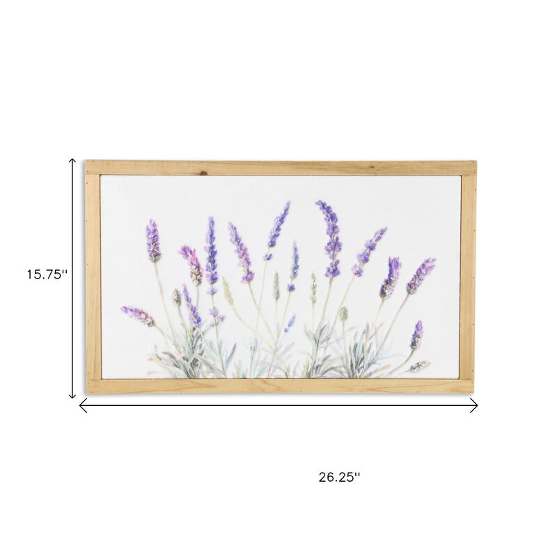 HomeRoots 16" X 26" Natural White And Lavender Floral Wood Framed Art image number 6