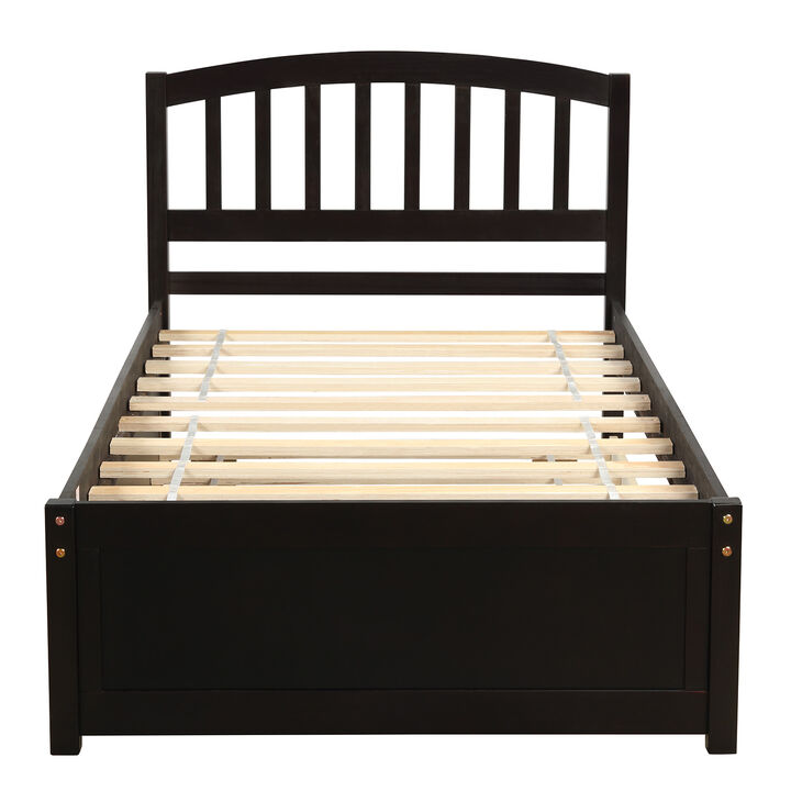 Merax Platform Bed Wood Bed Frame with Trundle