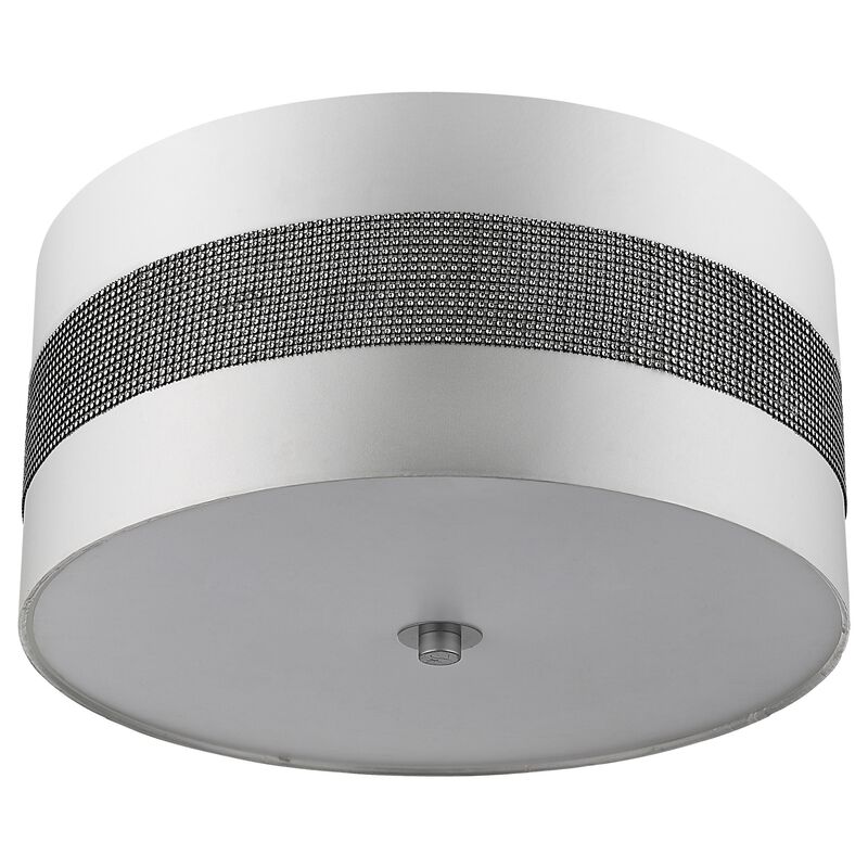 Hivvago Harmony 3-Light Metallic Silver Pendant With Crystal Studded Platinum Sheen Shade