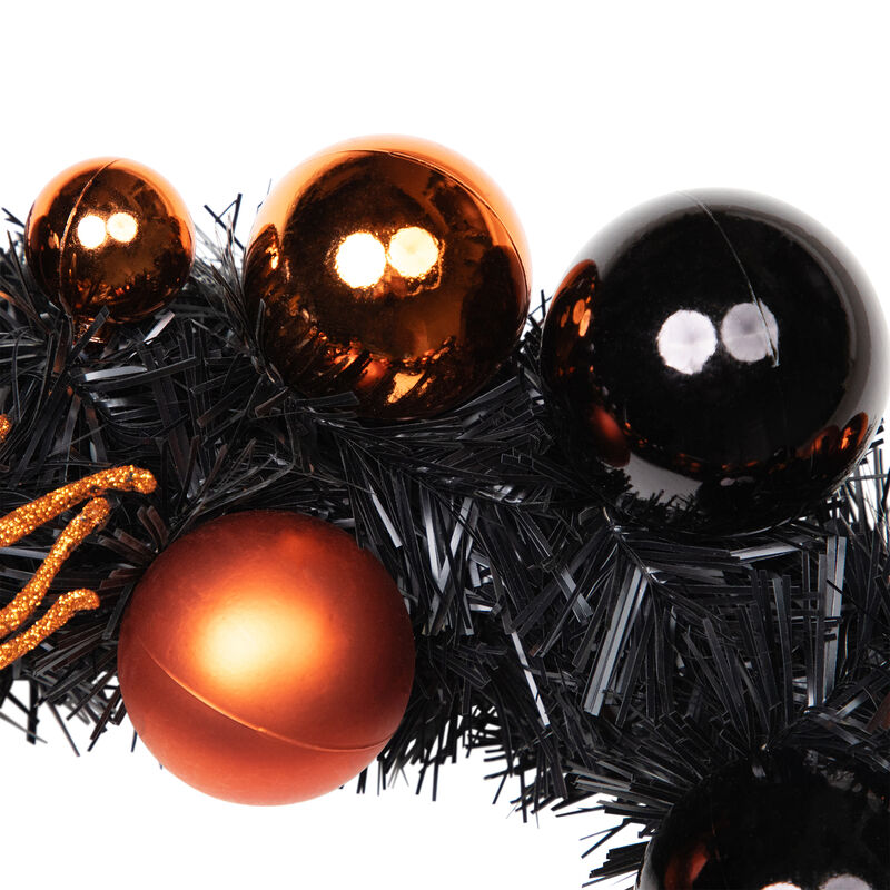 Orange Spiders and Ornaments Halloween Wreath  18-Inch  Unlit image number 3