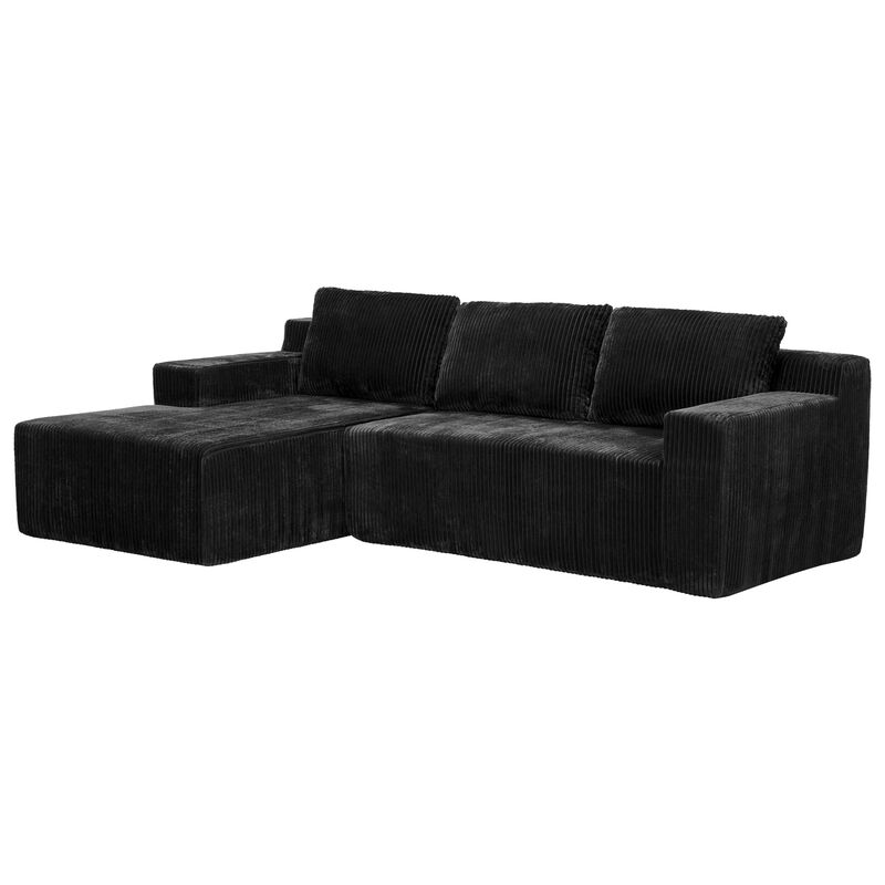 Losmek Modern L‑Shaped Corduroy Sectional Sofa image number 3