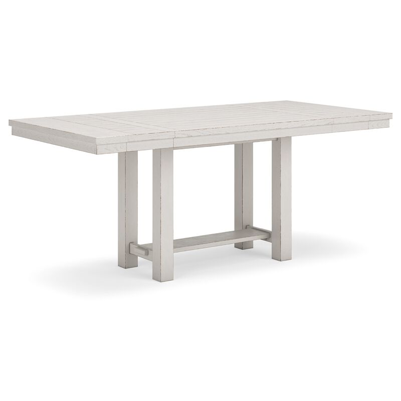 Fleur Counter Table with 2 Extension Leaves, White Wood, 62-86 Inch